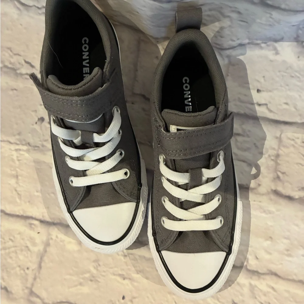 Converse Kids Gray Canvas Sneakers with White Toe